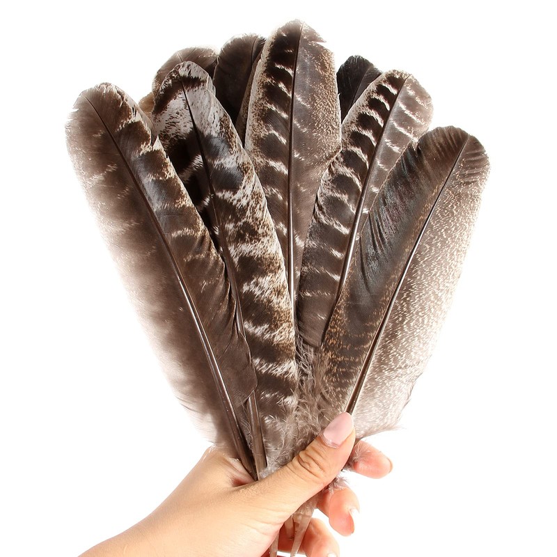 THARAHT 24pcs Natural Wild Turkey Wing Feathers Quill Bulk 10-12inch