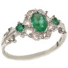 LetsBuyGold 925 Sterling Silver Natural Emerald Womens Anniversary Ring -