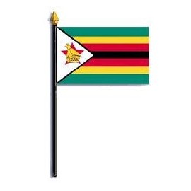 Zimbabwe Flag Rayon On Staff 4 in. x 6 in.