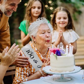 100th Birthday Sash & Rhinestone Tiara Set, 100 Year Old Birthday Gifts for Her Birthday Crown Party Decorations for Women (Silver)