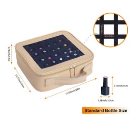 YAHOURWAT Small Nail Polish Organizer Storage Box Hold 42 Bottles (15 ml/0.51 floz) PU Leather Portable Cosmetic Bag with Removable Partition(Brown)