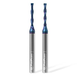 FivePears Up Cut and Down Cut Spiral Router Bit 1/4 inch Shank Set with Extreme Life Coated, 1/8" Cutting Diameter, 1" Cutting Length, CNC Carbide End Mill for Wood Carving Engraving Grinding Grooving