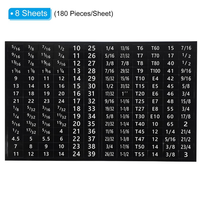 PATIKIL Tool Box Labels, 8 Sheets Toolbox Decals Wrench Socket