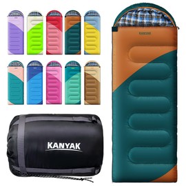 KANYAK Outdoor Rectangular Sleeping Bag, Splicable Sleeping Bag with Anti-snag Zippers, Camping Gear Equipment for Outdoor Lovers