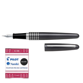 Pilot Metropolitan Fountain Pen, Gray, Fine nib & 12-pk Ink Cartridges