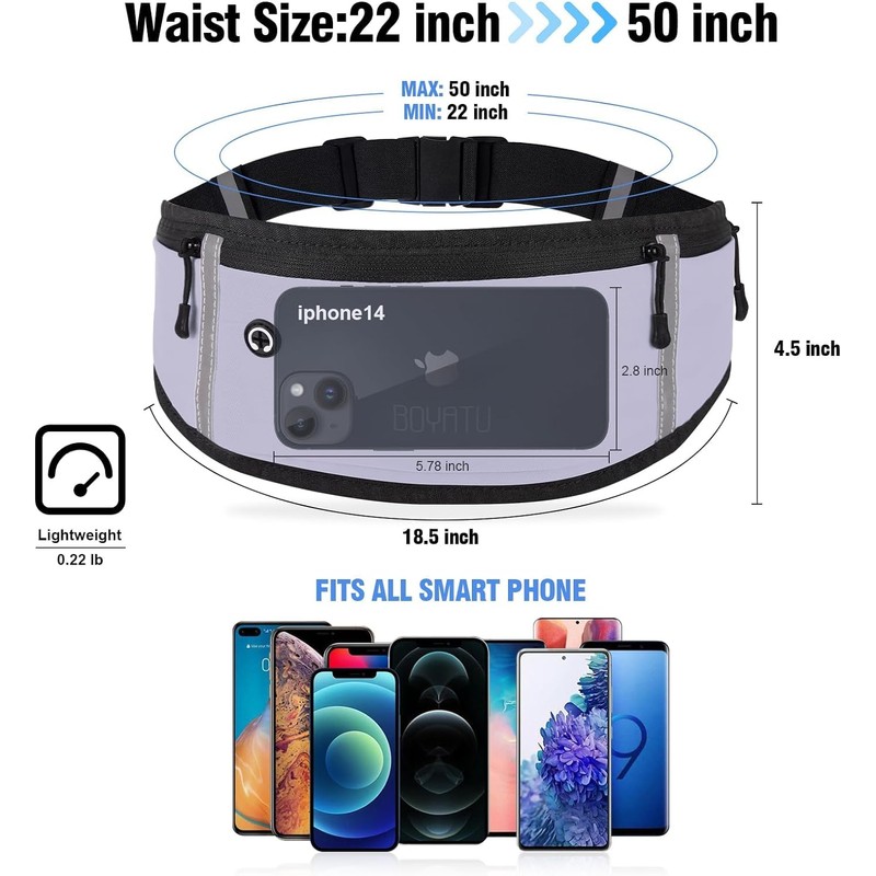 Running Belt Waist Fanny Pack: Waterproof Phone Holder Workout Pouch