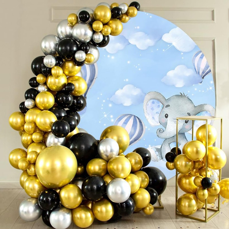 Cute Elephant Round Backdrop Cover for Baby Shower Birthday Party