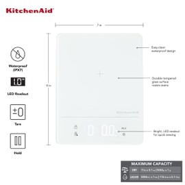 KitchenAid Digital Kitchen Food Scale, 11 pound, White