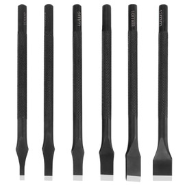 Eatbuy 6PCS Metal Leather Punch Set - Professional Chromium Vanadium Steel Craft Tools with 3/5/6/8/10/12mm Straight Punchers (112mm Heavy-Duty Shaft) for Leather Craft, DIY Projects & Shoe Repair
