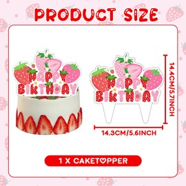 37Pcs Sweet One Cupcake Toppers,First Birthday Strawberry Cupcake Toppers Berry Sweet 1st Birthday Strawberry for Baby Shower 1st Party Decorations