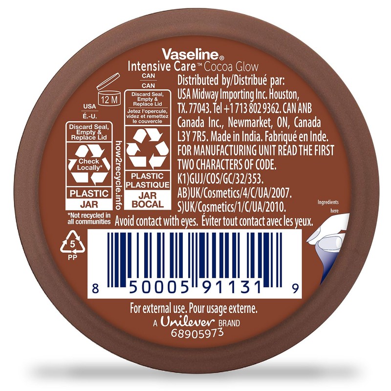 Vaseline Cocoa Glow 12-Pack – Intensive Care Body Cream, Moisturizer,