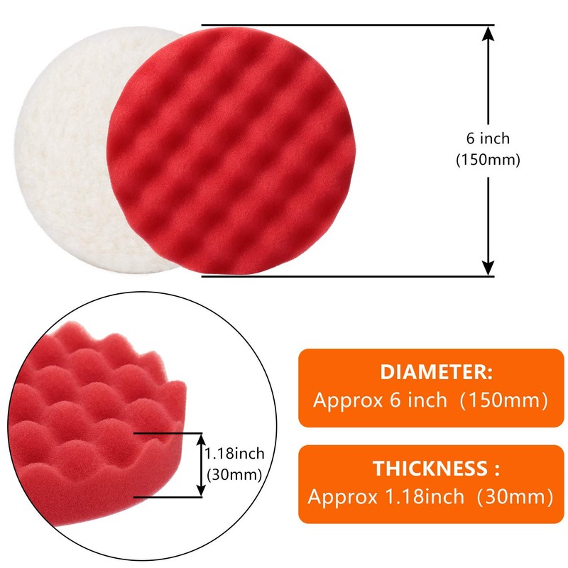 BBTO 12 Pieces Buffing Polishing Pads 6 Inch Compound Buffing