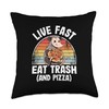 Live Fast Eat Trash And Pizza Opossum Funny Possum Throw