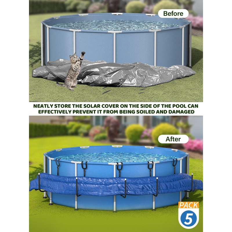 MONMEE 5 Pack Solar Pool Cover Holder, Adjustable Solar Cover