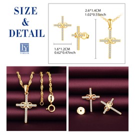 Yumilok Women's Jewellery Set Necklace with Cross Pendant and Cross Stud Earrings Made of 925 Sterling Silver Rose Gold, Sterling Silver, Cubic Zirconia