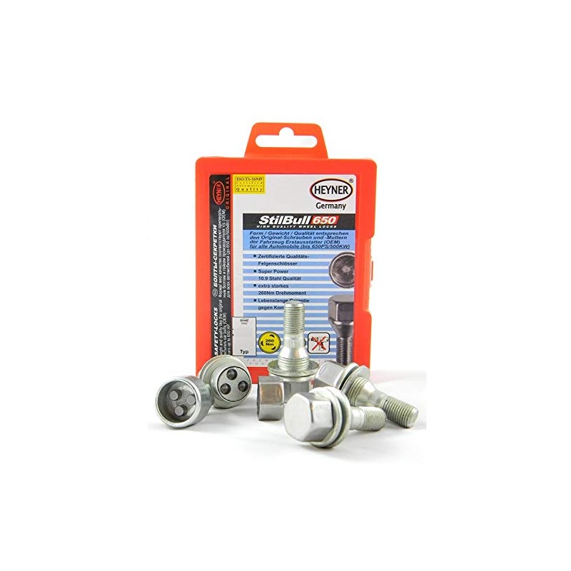 Heyner Locking Wheel Nuts M12x1.25 Fits Peugeot 407 Models Set