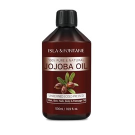 ISLA & FONTANE Organic Jojoba Oil, 100% Pure Cold-Pressed Unrefined Moisturizer for Skin, Hair, and Nails - 500ml / 17 Fl Oz