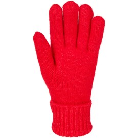 styleBREAKER Women's knitted gloves with cable knit pattern, warm winter finger gloves, versatile colours 09010051, Colour:Red