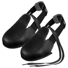 MAGICLULU Steel Toe Cap Safety Shoe Covers Universal Steel Toe Leather Overshoes Anti-Smash Cover with Adjustable Strap No Slip Unisex for Workplace Industrial Protection (Size EUR 36-46) Black