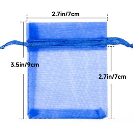 joycraft 50Pcs Royal Blue Organza Bags - 2.7x3.5 In Jewelry Mesh Pouch with Drawstring, Small Sheer Party Favor Bags for Small Business, Birthday, Wedding, Baby Shower