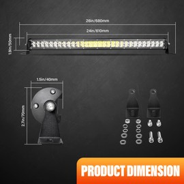 Willpower 24 Inch 180W LED Light Bar 12V 24V Slim Off Road Driving Lights IP67 Waterproof Spot Beam Work Fog Lamps for 4X4 Offroad Truck Car ATV SUV Vehicle Boat Lighting with Wire Harness