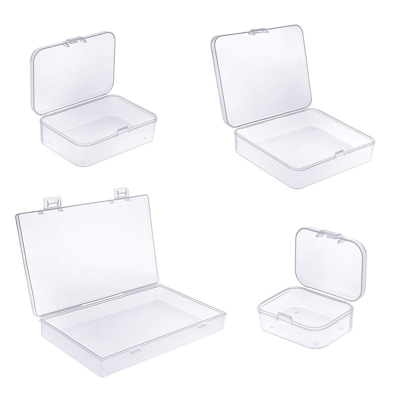 Goodma 24 Pieces Mixed Sizes Rectangular Empty Mini Clear Plastic