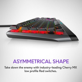 Alienware Low-Profile RGB Gaming Keyboard AW510K, AlienFx Per Key RGB LED Color Backlighting, Media CONTROLS & USB Passthrough, Cherry MX Low Profile Red Switches