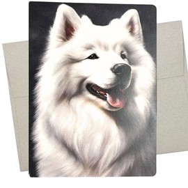 Whitman and Daughter Samoyed Greeting Card (1 Premium Card, 5X7 Inch) dog card blank for every occasion like birthday, thank you, or thinking of you - 834