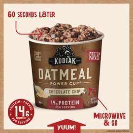 Kodiak Cakes Instant Protein Chocolate Chip Oatmeal in a Cup, 2.12oz (Pack of 12)