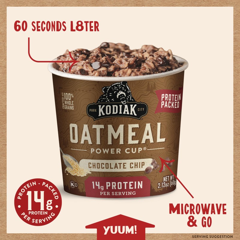 Kodiak Cakes Instant Protein Chocolate Chip Oatmeal in a Cup,
