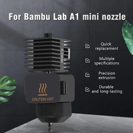 YUYUEMI for Bambu Lab A1/A1 Mini Removable Hotend Kit Fast Speed Hotend Assembly,0.2/0.4/0.6/0.8 High Flow Hardened Steel Nozzle Replacement 3D Printer Parts (0.2mm)