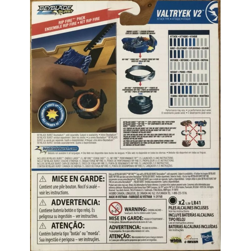 Hasbro Beyblade Burst Evolution Rip Fire pack VALTRYEK V2 D01L/TA06L