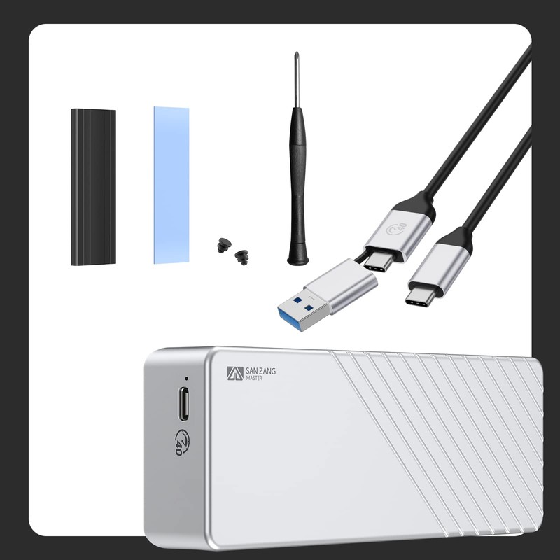 SAN ZANG M.2 NVMe SSD External Case, Supports USB4/Thunderbolt 4,