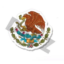 Wrapped in Skins Mexican Coat of Arms Vinyl Stickers - Indoor Outdoor Mexico Crest Emblem Flag - 5" wide / 2 pack