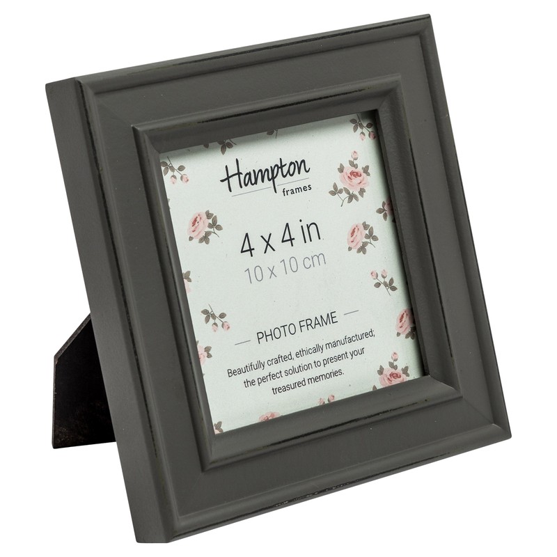 Hampton Frames PALOMA Distressed Square Picture Photo Frame Grey 4x4