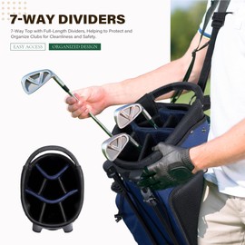 UNIHIMAL Golf Stand Bag with 7 Way Top Dividers, Lightweight Golf Bags for Men Women with Multiple Pockets, Dual Straps (Blue)
