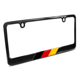 iPick Image for - Real Black Carbon Fiber German Flag in Sports Stripe License Plate Frame
