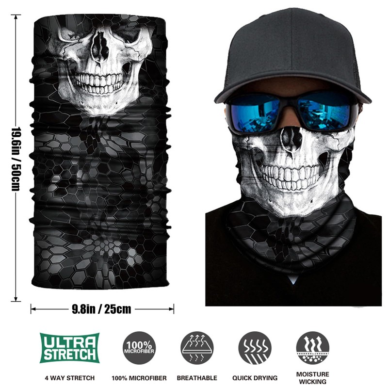 8 Pack Neck Gaiter Skull Motorcycle Face Mask for Men