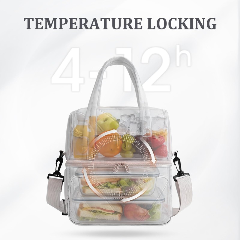 Lunch Box for Women 12L Double Deck Insulated Lunch Bag