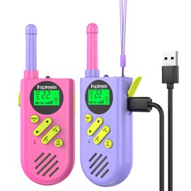 Inspireyes Walkie Talkies for Kids Rechargeable,Toys for Boys and Girls Ages 3-12, 2 Pack Long Range 2-Way Radios, Birthday Gifts,Christmas Stockings, Outdoor Play, Family Games, Hiking Camping Gear
