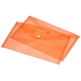 sourcing map Plastic Envelopes, Clear File Folders A4 Size Document Organizer with Snap Closure for Home Office Supplies, Orange Pack of 12