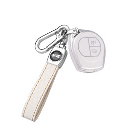 ontto TPU Car key fob cover Fit for Suzuki Swift SX4 Liana Alto Vitara JIMNY for Opel Agila B for Nissan Pixo Key case bag Shell keyring Key Holder keychain Accessories White