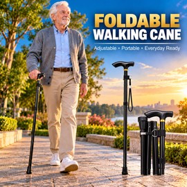 Foldable Walking Cane for Everyday Mobility – 5-Level Adjustable Lightweight Design for Home, Travel & Daily Walking