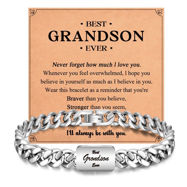 IKIATY Grandson Bracelet Gifts from Grandma, Teenage Boys Gifts, Birthday