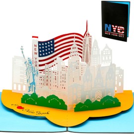 Liebessa 3D Pop Up Card - I Love New York NYC, USA, Travel Voucher, Travel Greeting Card (NYC - New York City)