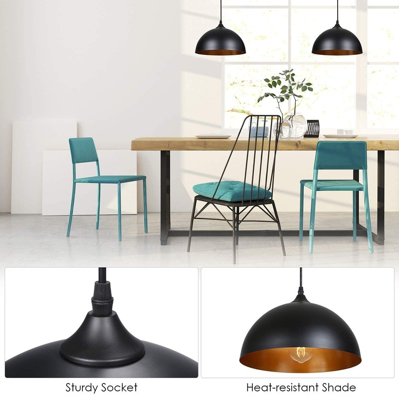 Tomshine Metal Dome Hanging Pendant Lights 2 Pack with 15FT