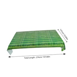 Kisangel 2pcs Football Themed Tablecloth Plastic Soccer Party Supplies Table Cover for Home Kitchen and Birthday Decor Elegant Checkered with Grass