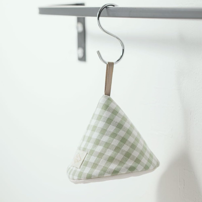 &NE NHK-225-NCGR Triangular Pot Holder, Natural Check Green, Pot Mittens,