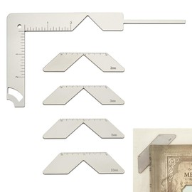 OLYCRAFT 5pcs Bookbinding Kit and Corner Miter Tool 5-in-1 Book Cover Guide 2/3/5/10mm 201 Stainless Steel Books Binding Corner Cutting Tool Bookbindings Corners Jig Tools for Making Books