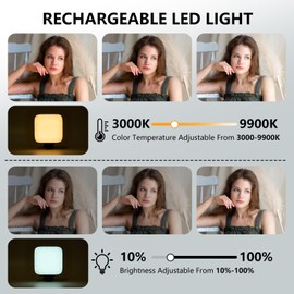 Kalofaye Selfie Light, Soft Light Portable Clip Camera Light with Dimmable 3000-9900K with Battery, Clip LED Light Panel for Phone/Laptop/Tablet/Computer for Vlogging/Video Conference/TikTok/Picture